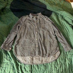 Madewell Cotton Fleece Black and White Striped Button Up Size Medium
